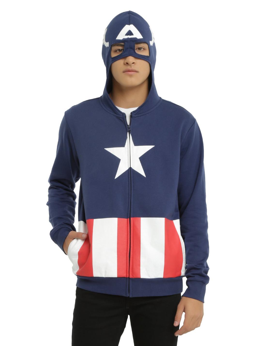 Marvel Captain America Cosplay Backpack Hoodie, BLUE, hi-res