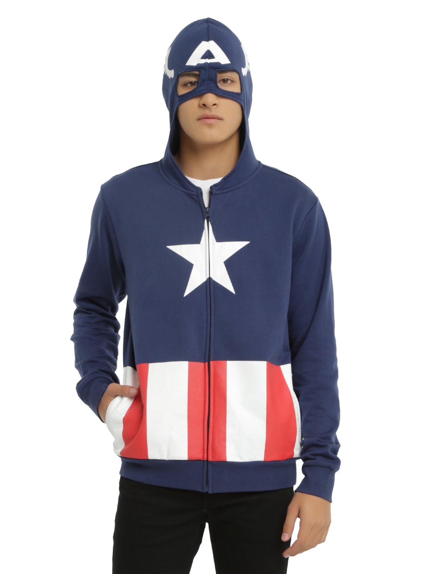 Marvel Captain America Cosplay Backpack Hoodie, BLUE, hi-res