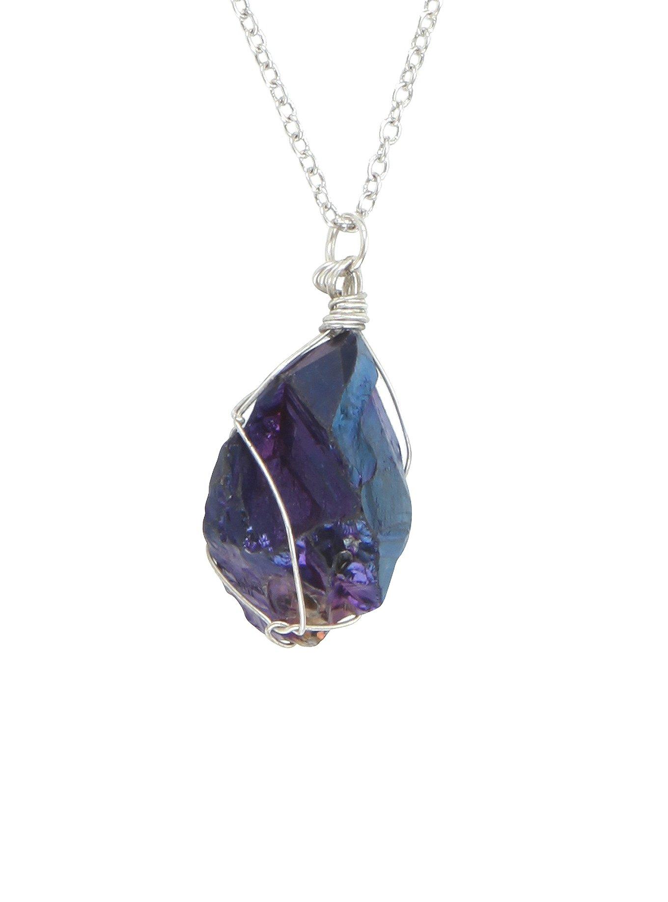 Wire Wrapped Blue Stone Necklace, , hi-res