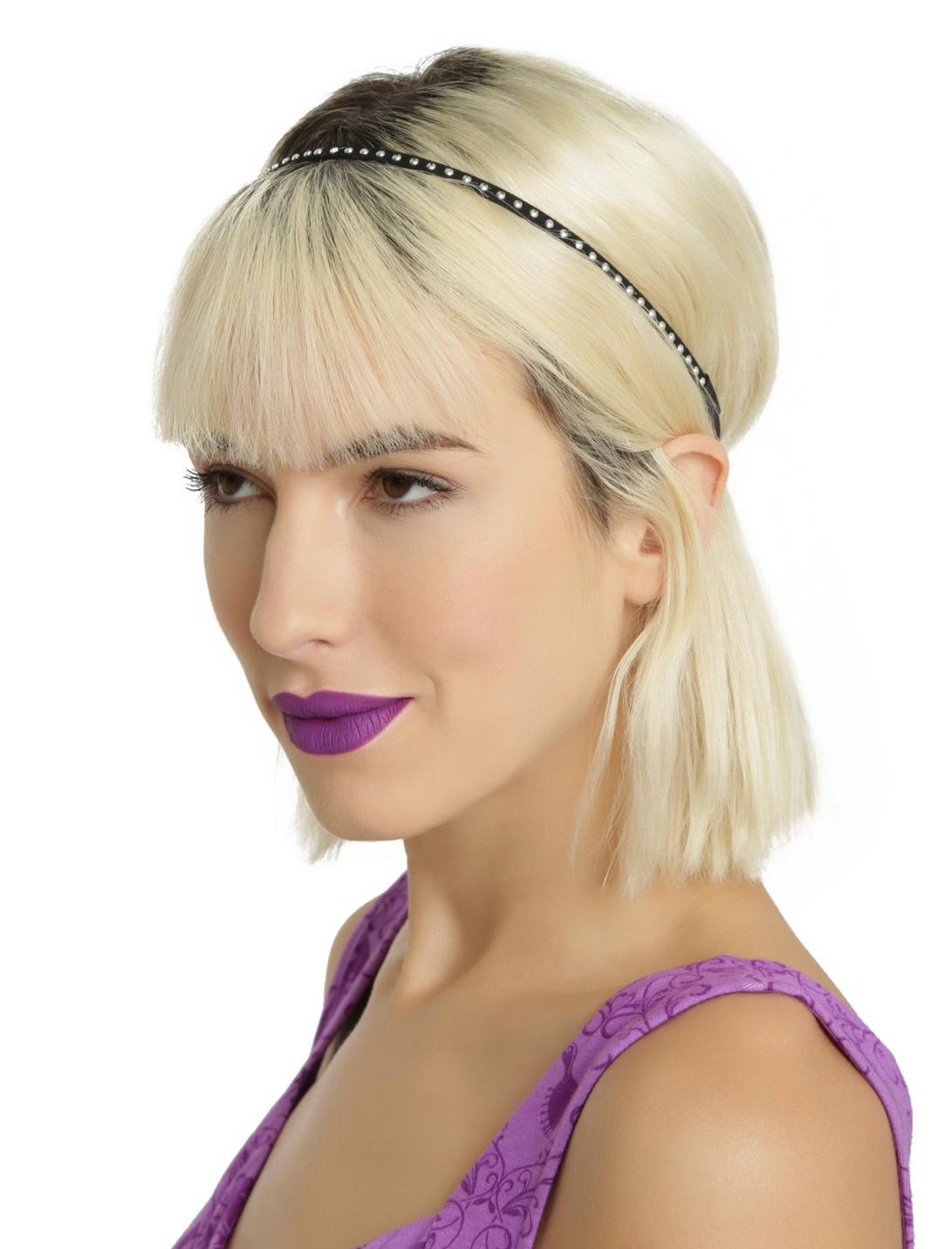 Blackheart Black Lace Flower & Studs Stretchy Headband Set, , hi-res