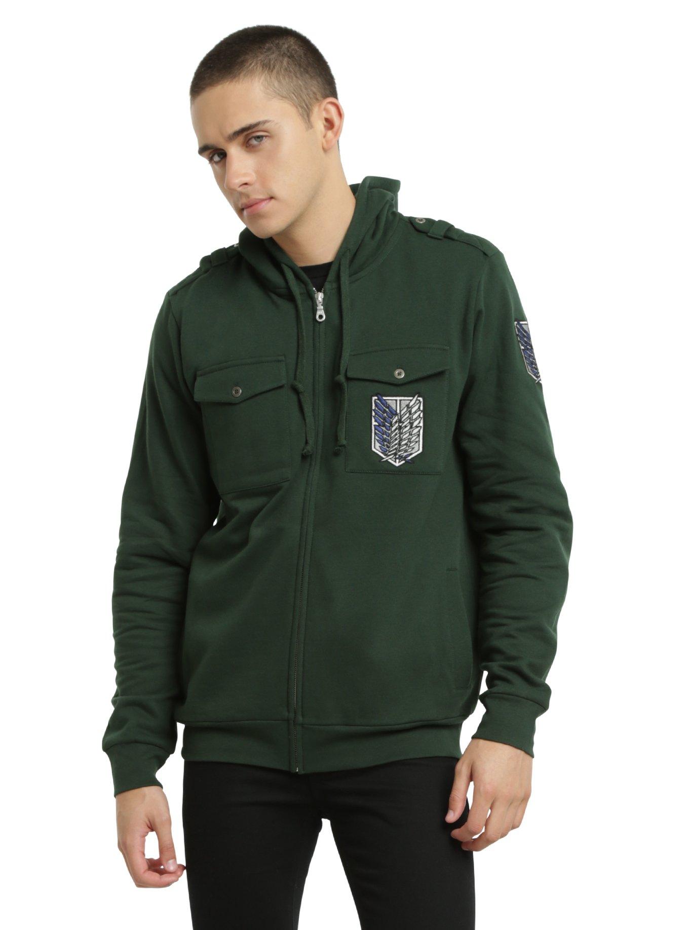 Attack On Titan Scouting Legion Jacket Hoodie, GREEN, hi-res