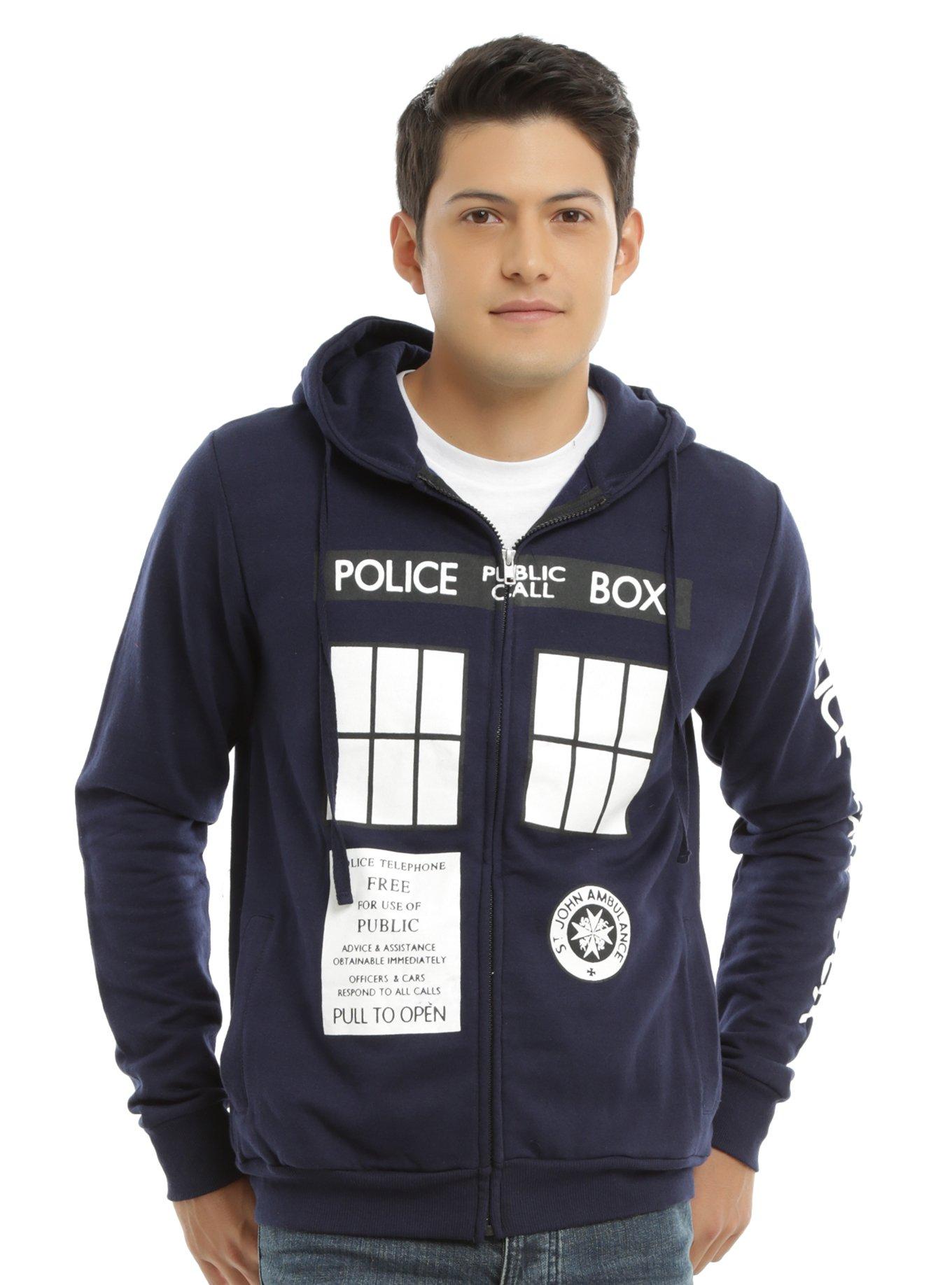 Doctor Who Tardis Call Box Window Adult Zip Hoodie