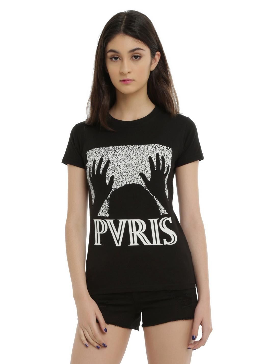 PVRIS Whitenoise Static Hands Girls T-Shirt, BLACK, hi-res