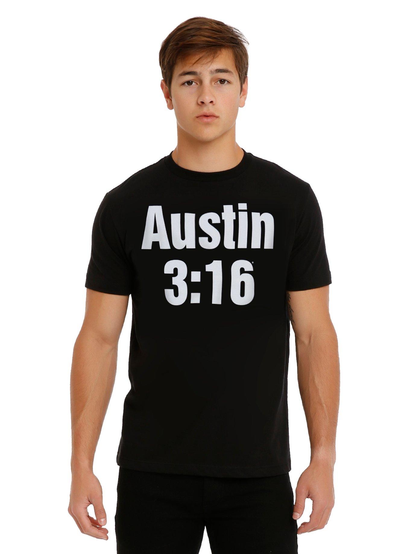 WWE Mens T-shirt Black Austin 3:16