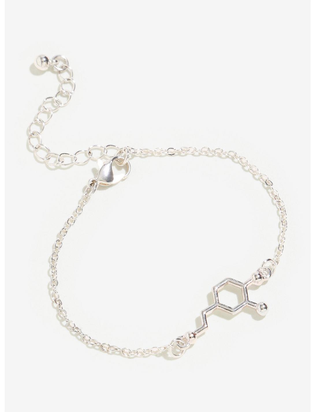 Dopamine Molecular Structure Sterling Silver Plated Bracelet, , hi-res