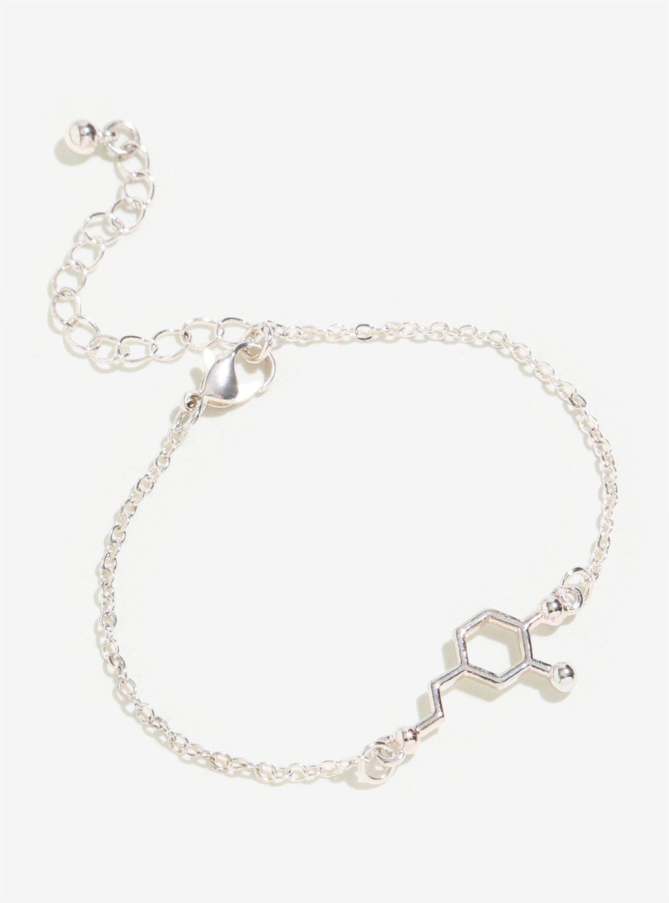 Dopamine Molecular Structure Sterling Silver Plated Bracelet, , hi-res