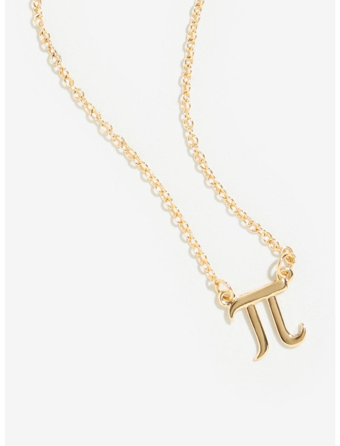 Pi Symbol 14K Gold Plated Necklace, , hi-res