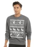 Cat Fair Isle Print Sweatshirt, CHARCOAL, hi-res
