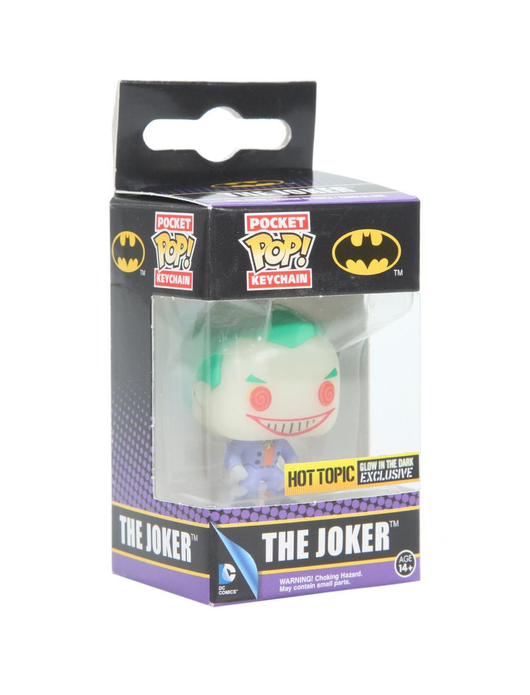 Funko DC Comics Pocket Pop! The Joker Glow-In-The-Dark Key Chain Hot Topic Exclusive, , hi-res