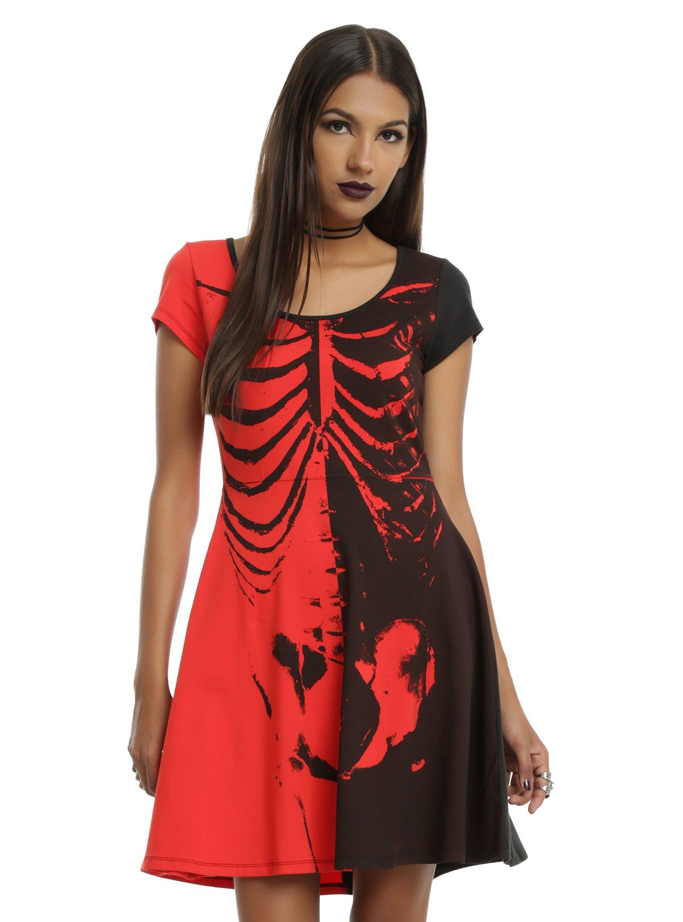 Iron Fist x Ash Costello Bat Royalty Rib Cage Black & Red Dress, , hi-res