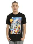 Cat Alien Rocket T-Shirt, BLACK, hi-res