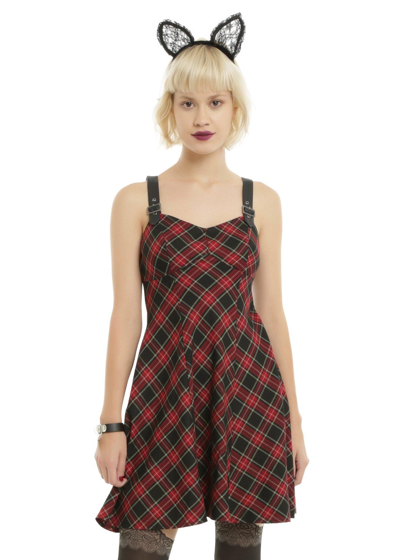 Hot topic outlet red plaid dress