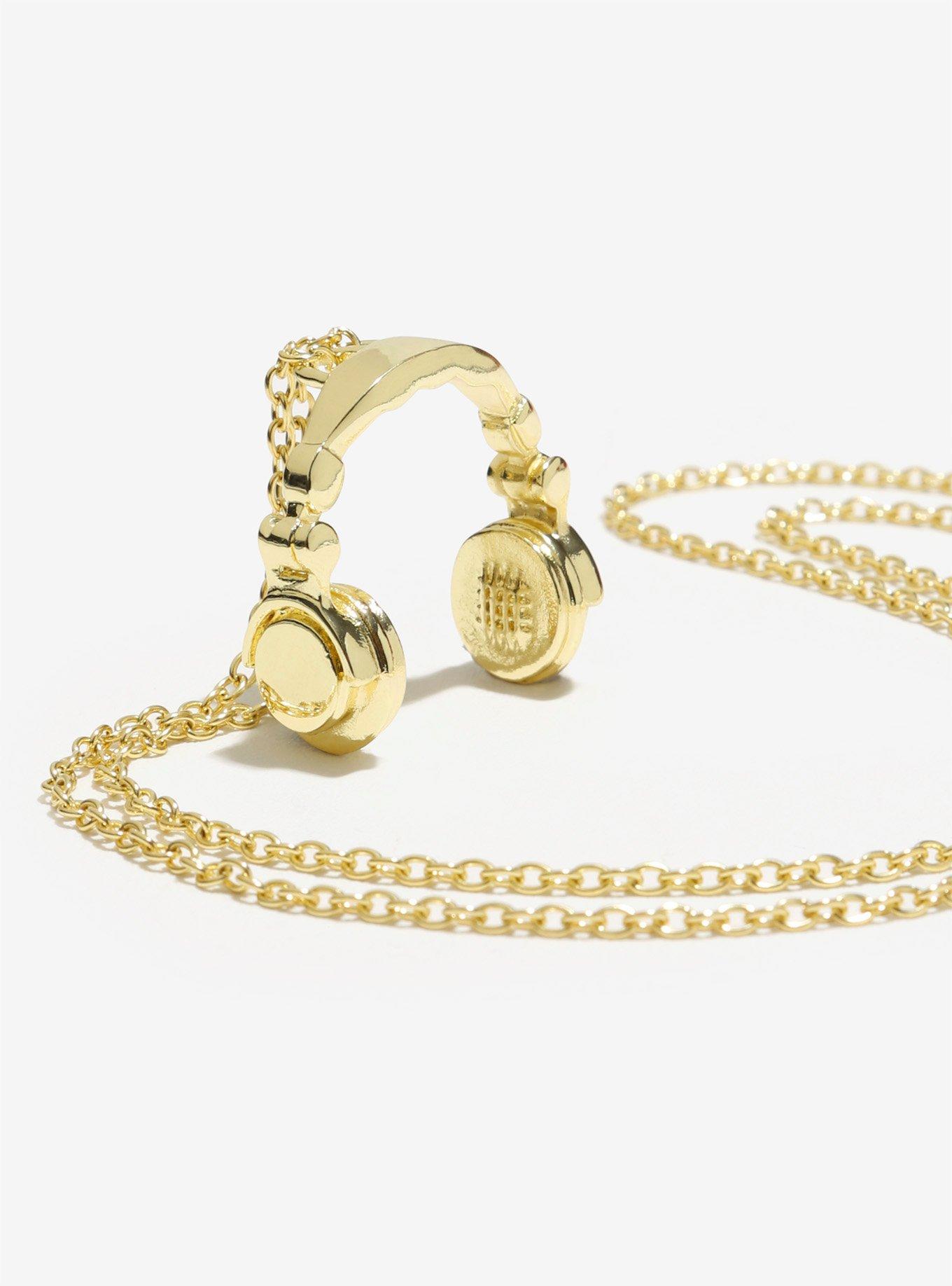 Sound Headz 14K Gold Plated DJ Headphone Necklace, , hi-res