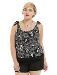 Disney The Little Mermaid Damask Knotted Girls Tank Top Plus Size, BLACK, hi-res
