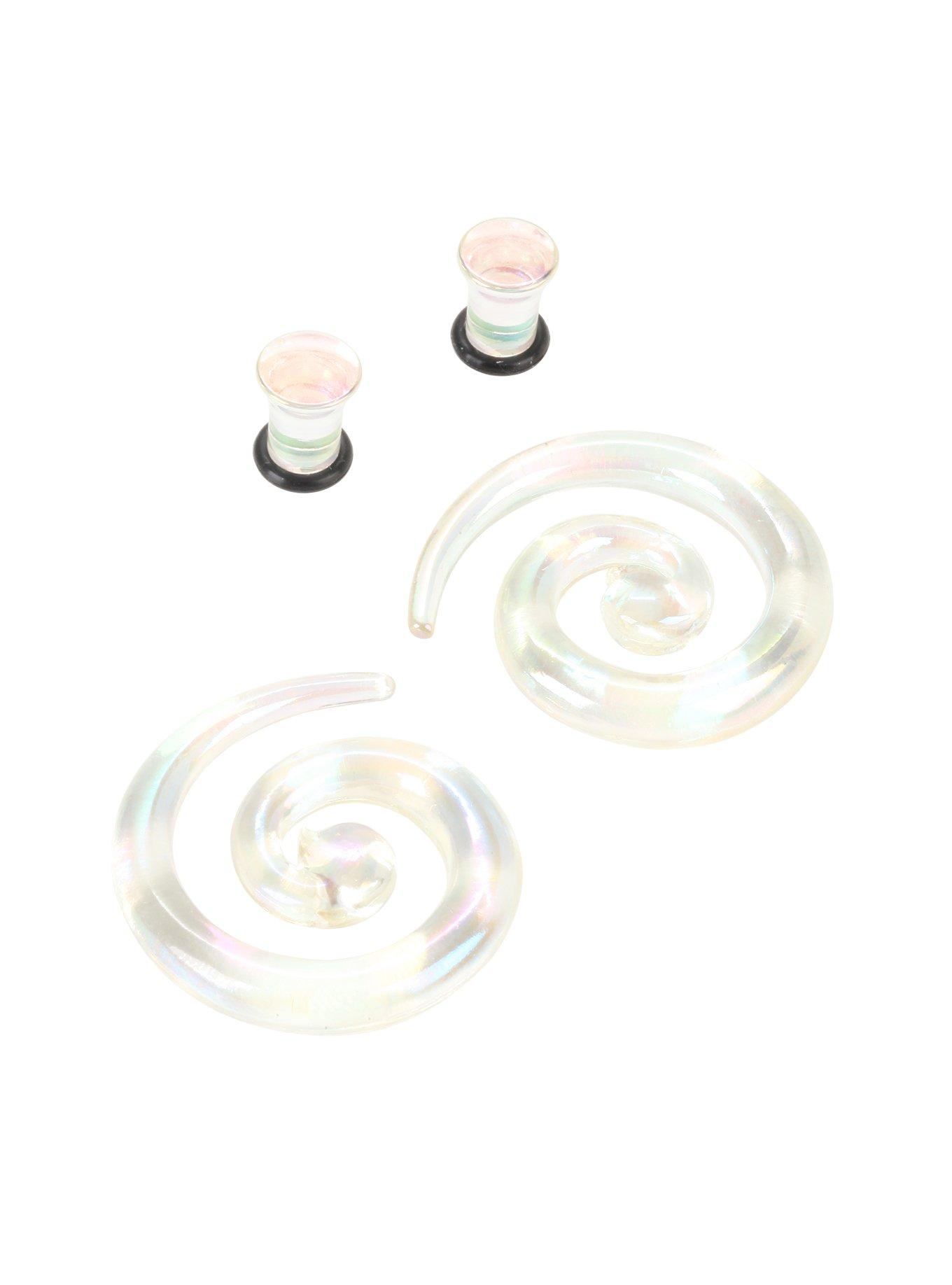 Acrylic Iridescent Spiral Pincher & Plug 4 Pack, , hi-res