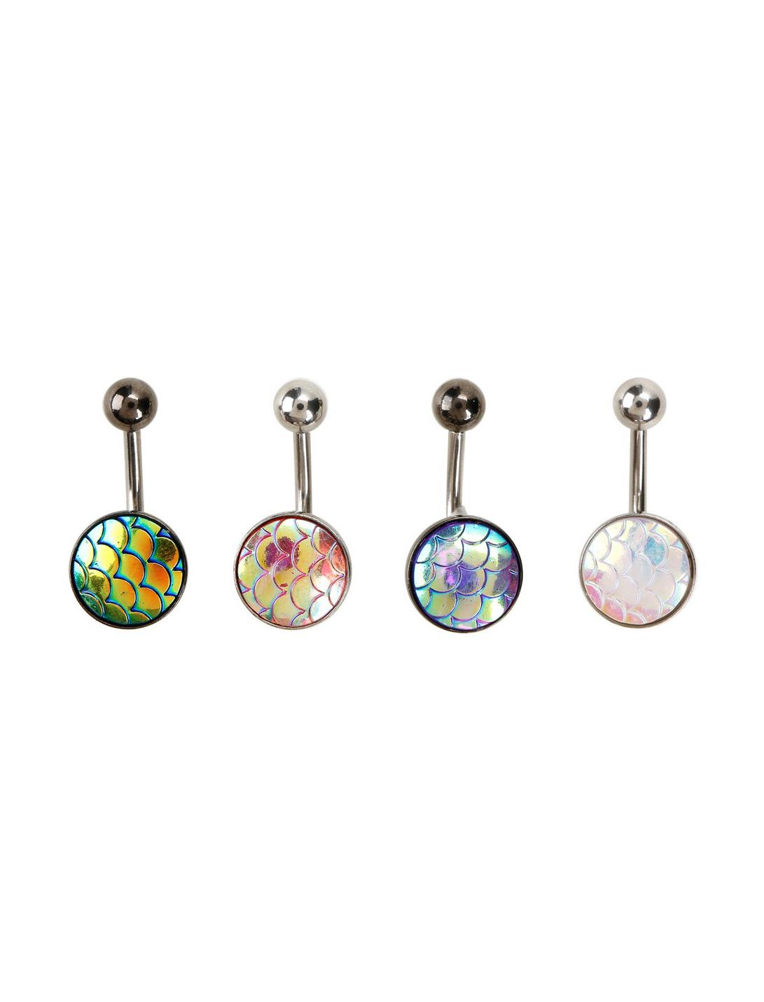 14G Steel Dragon Scale Navel Barbell 4 Pack, , hi-res