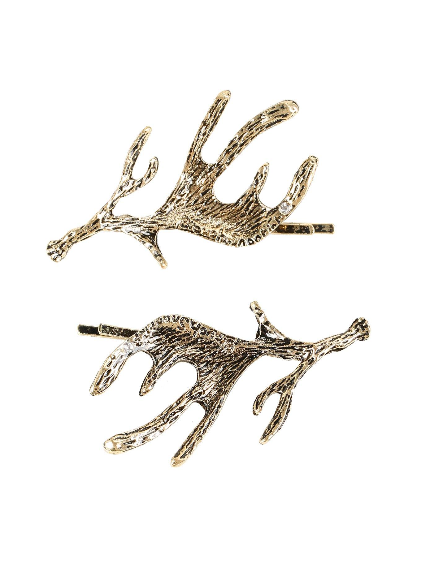 Blackheart Gold Antler Hair Clips 2 Pack, , hi-res