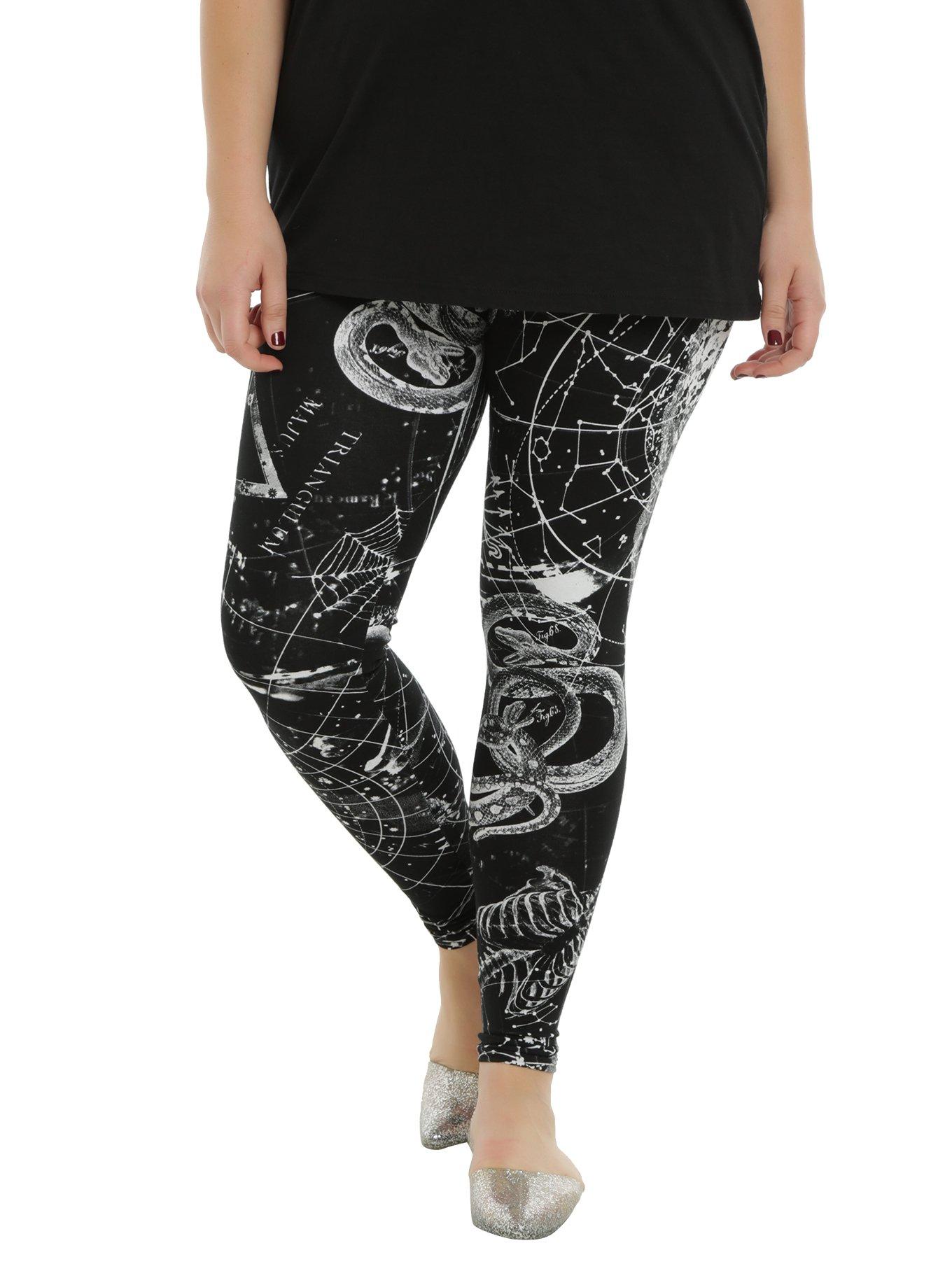 Black Astrology Leggings Plus Size, BLACK, hi-res