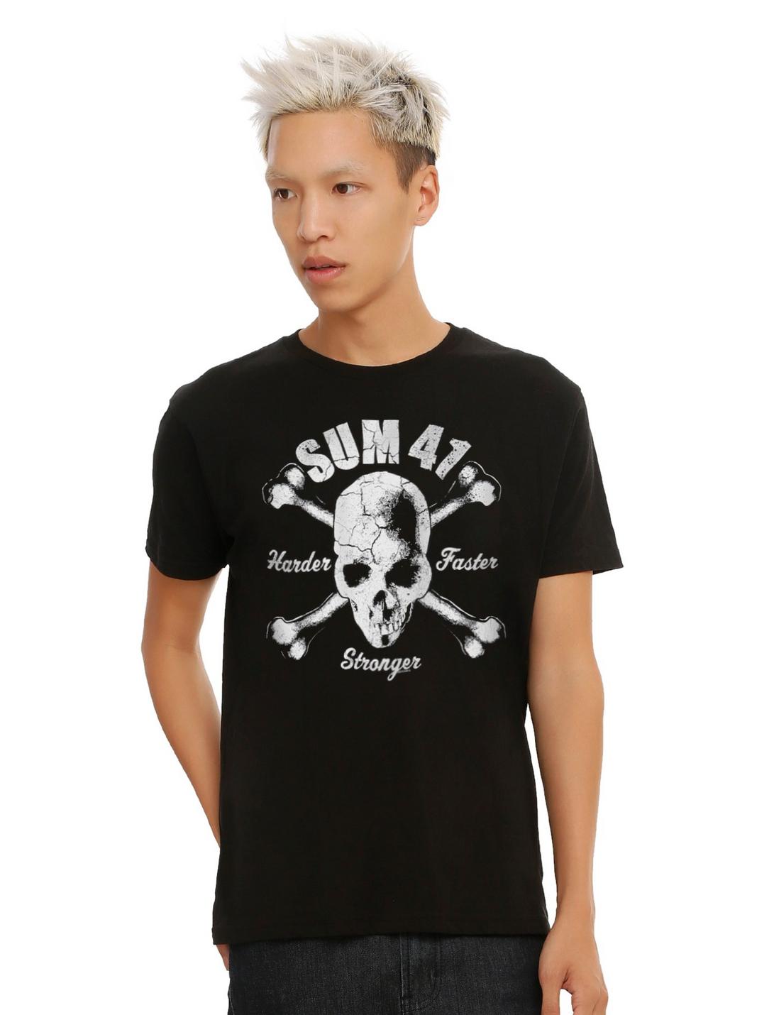 Sum 41 Harder Faster Stronger Skull T-Shirt, BLACK, hi-res