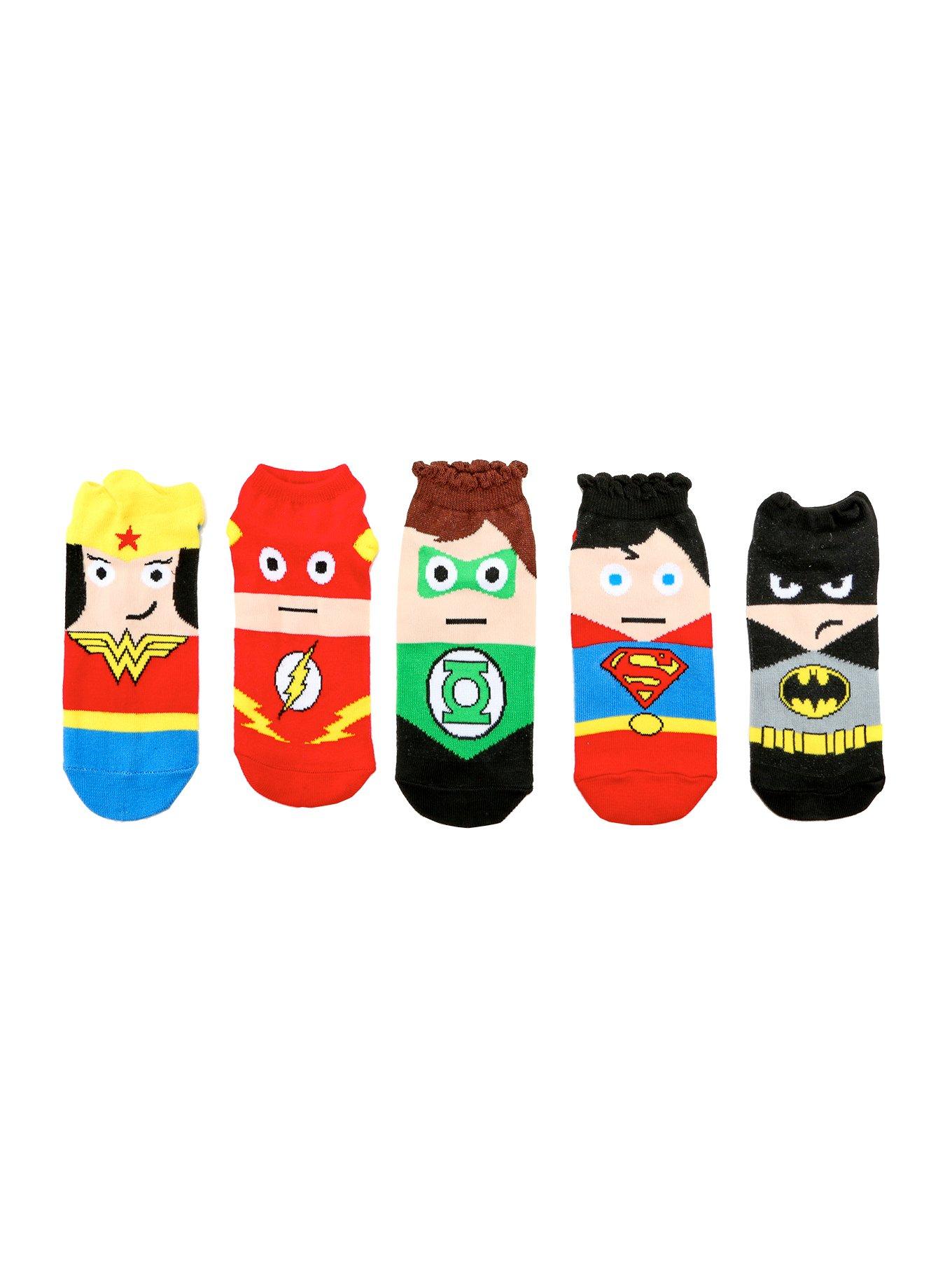DC Comics Justice League Kawaii No-Show Socks 5 Pair, , hi-res