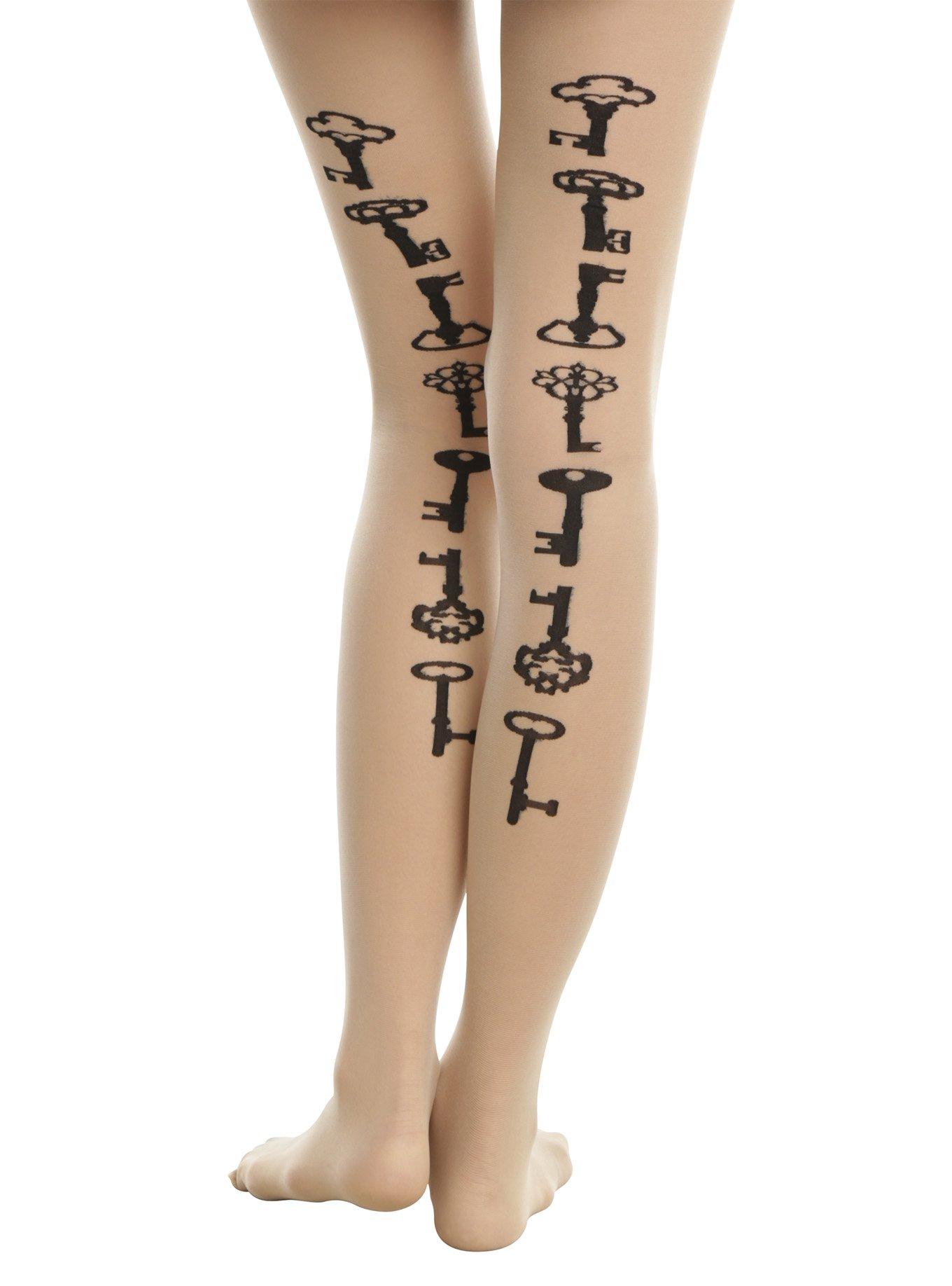 Blackheart Sheer Black Key Tights, BLACK, hi-res