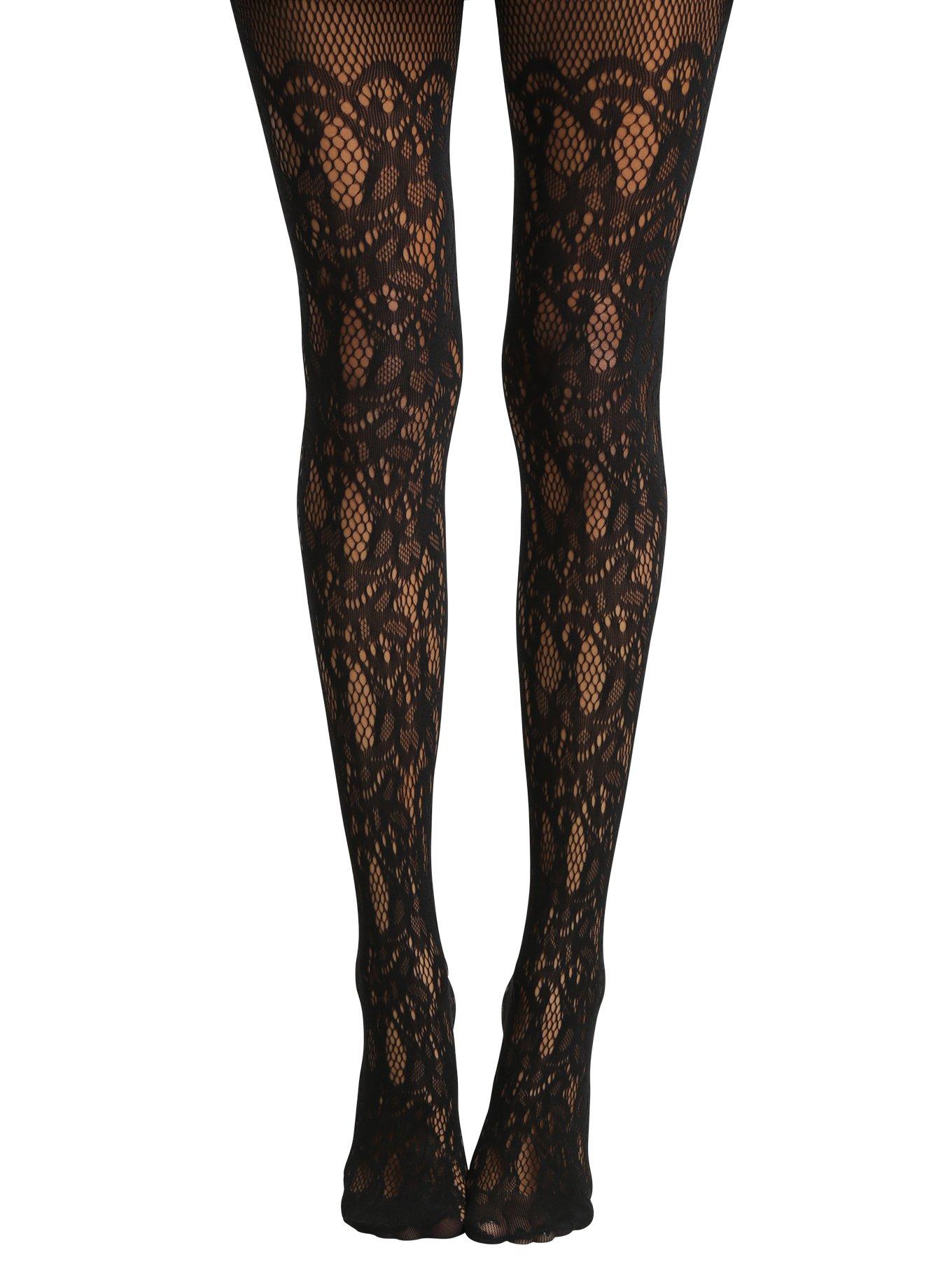 Blackheart Goth Lace Fishnet Faux Thigh Highs | Hot Topic