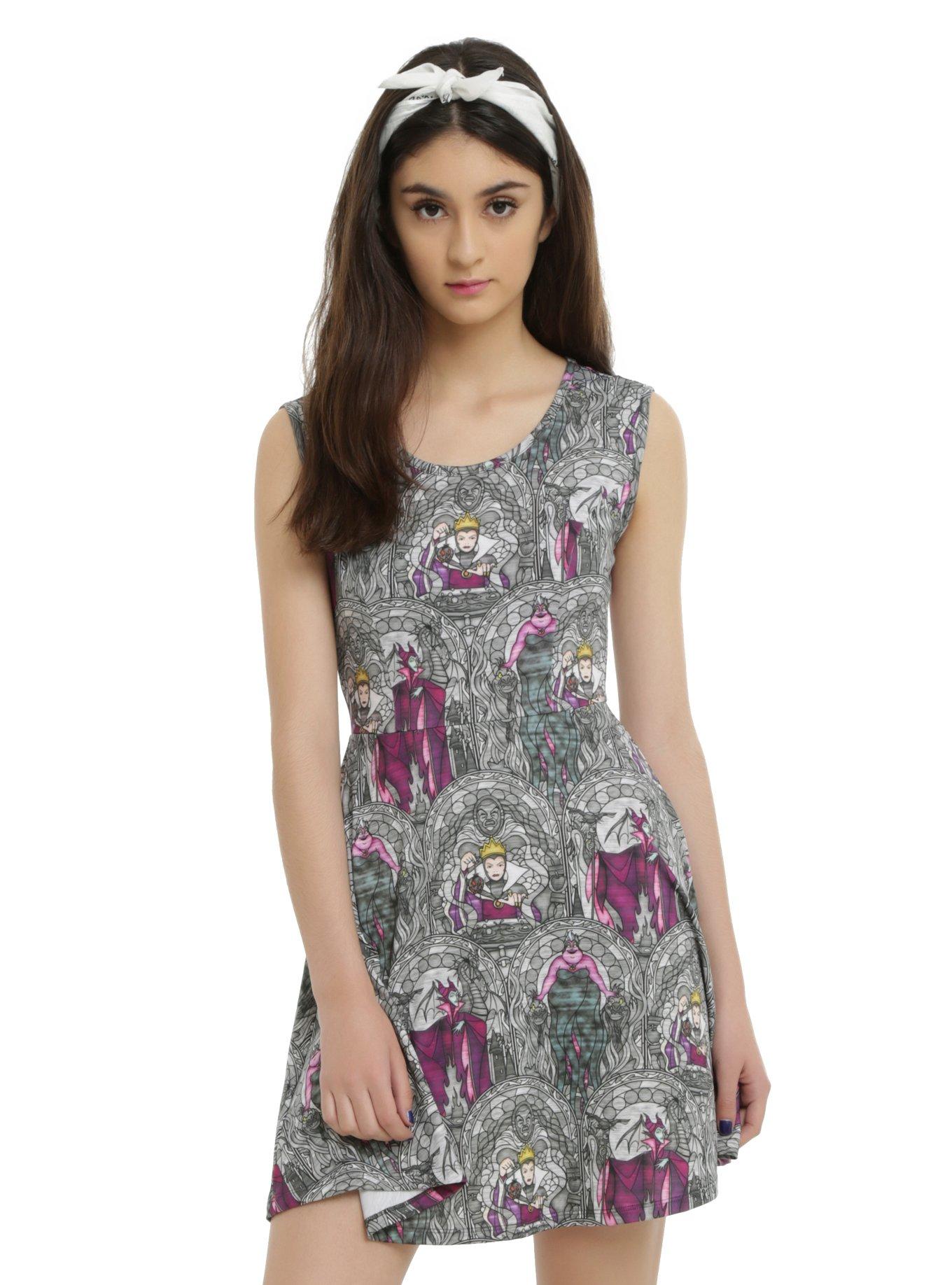 maleficent skater dress Disney Villains Skater Dress  Maleficent, Ursula & Evil Queen Print, Dark  Fairycore Disneybound Outfit, Gothic Fandom Dress