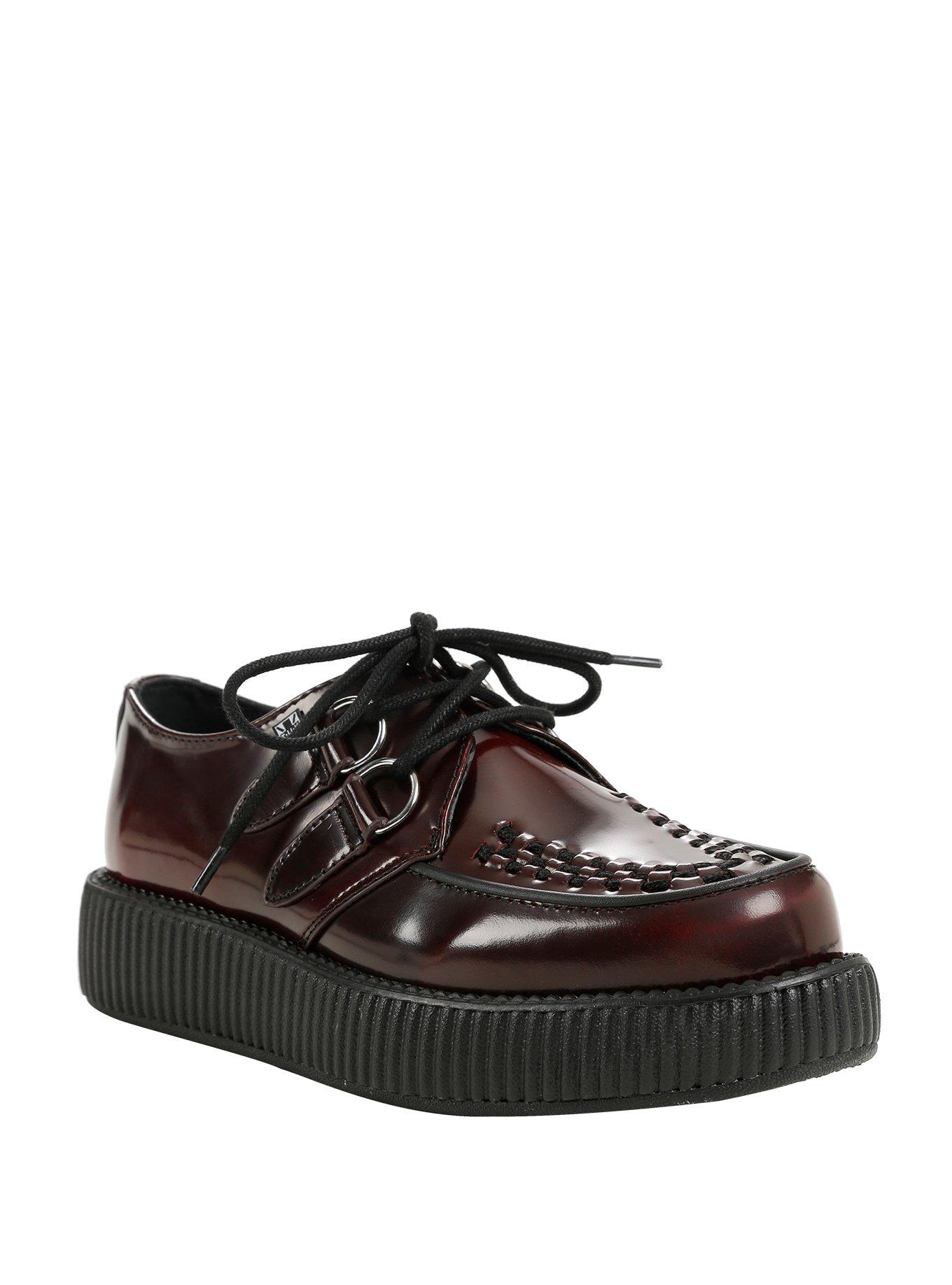 T.U.K. Burgundy Rub Off Viva Low Sole Creepers, BURGUNDY, hi-res