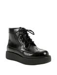 T.U.K Black Wingtip Leather Boot, BLACK, hi-res