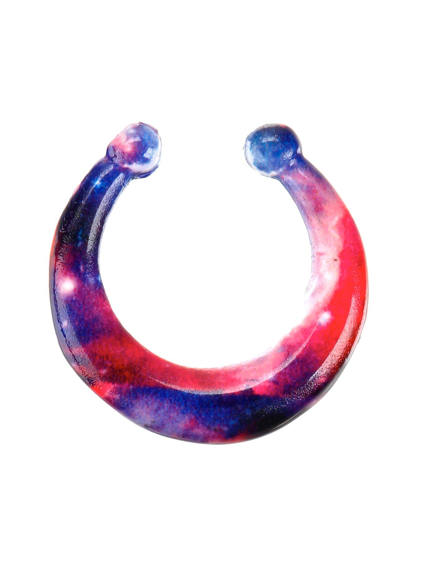 Purple & Pink Nebula Faux Septum Ring, , hi-res