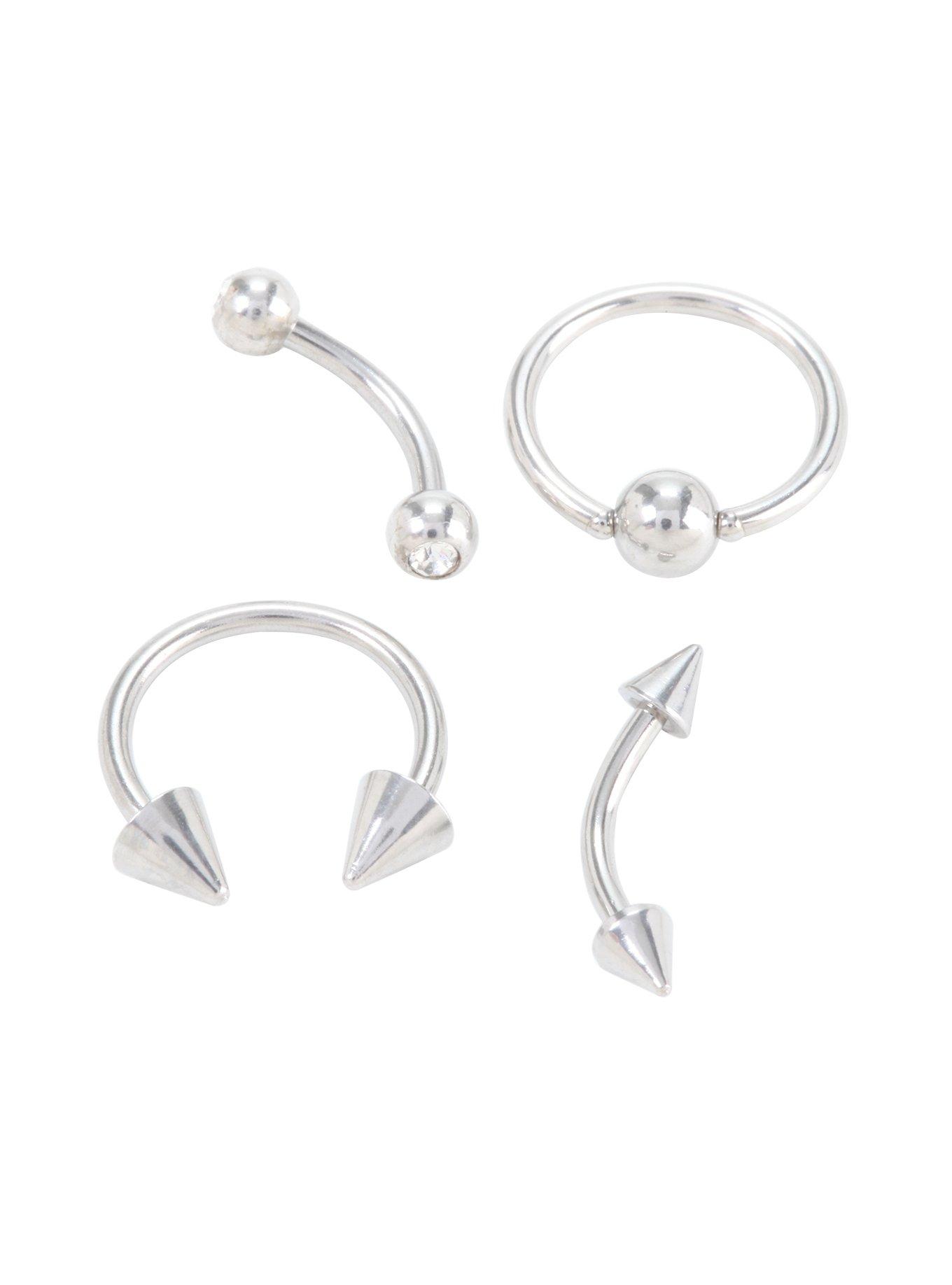 16G Steel Silver Brow 4 Pack | Hot Topic
