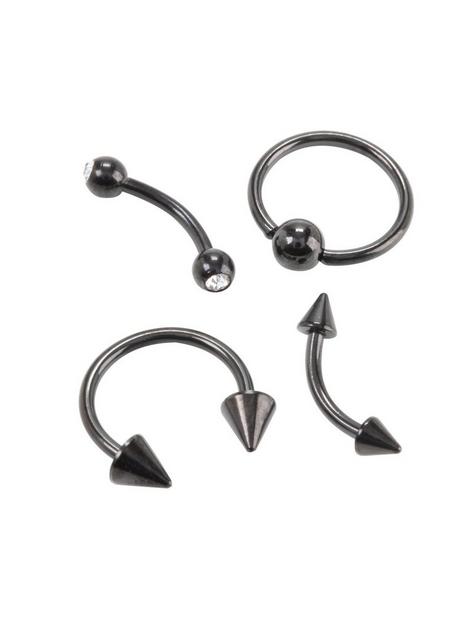 16G Steel Black Brow 4 Pack | Hot Topic