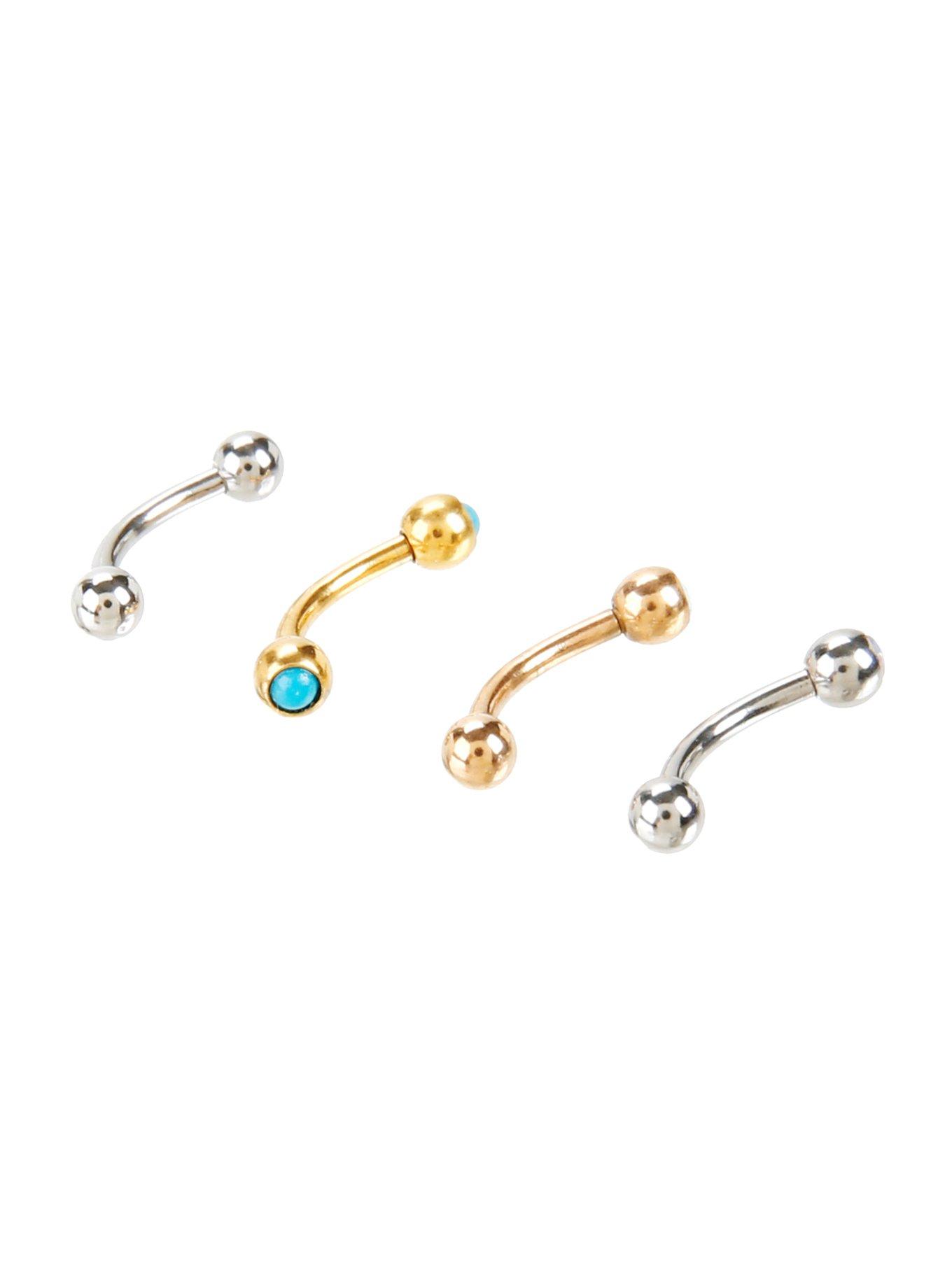 16G Steel Gold Opal Inverted Labret 5 Pack, , hi-res