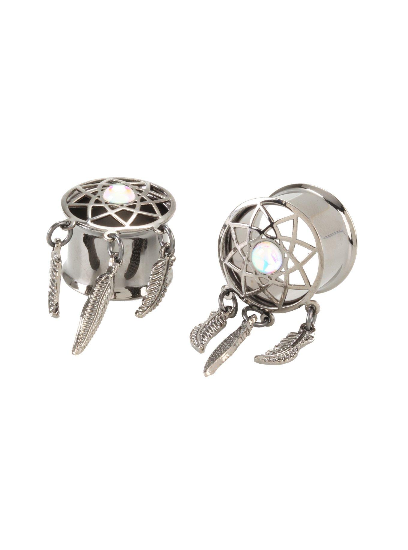 Steel Hematite Blue Iridescent Dreamcatcher Plug 2 Pack, BLUE, hi-res