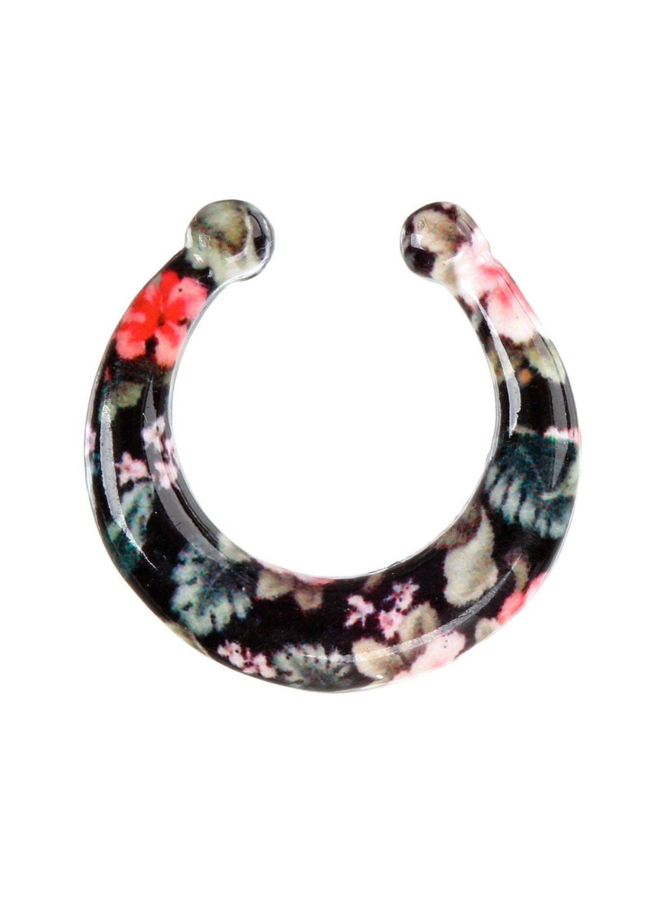 Tropical Floral Faux Septum Ring, , hi-res