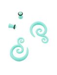 Acrylic Smooth Touch Mint Spiral Pincher & Plug 4 Pack, BLUE, hi-res