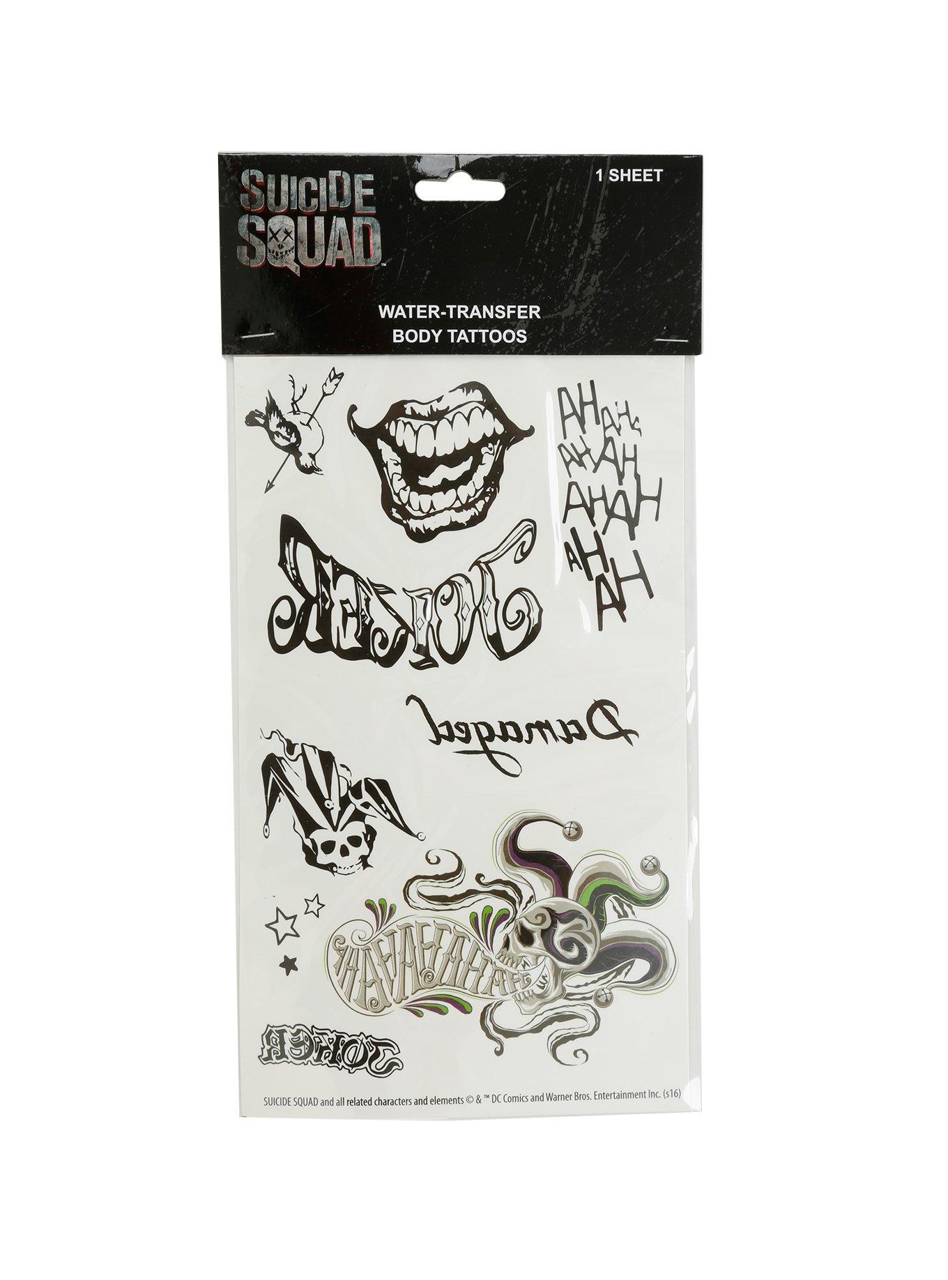 DC Comics Suicide Squad The Joker Temporary Tattoo Pack Hot Topic