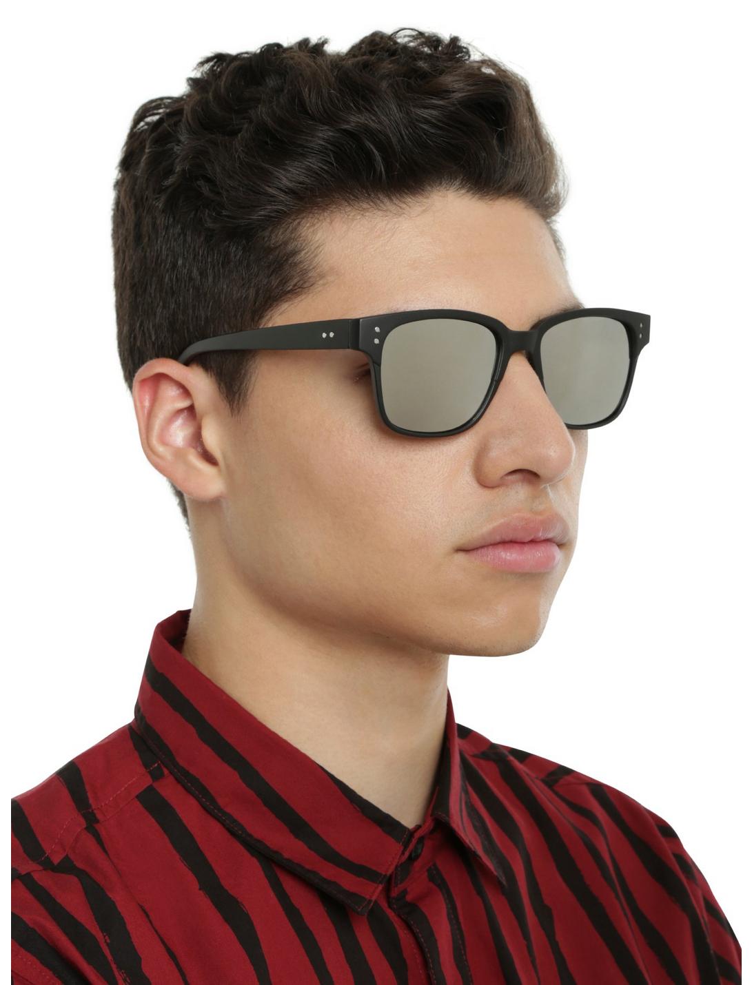 Black Mirror Lens Thin Retro Sunglasses, , hi-res