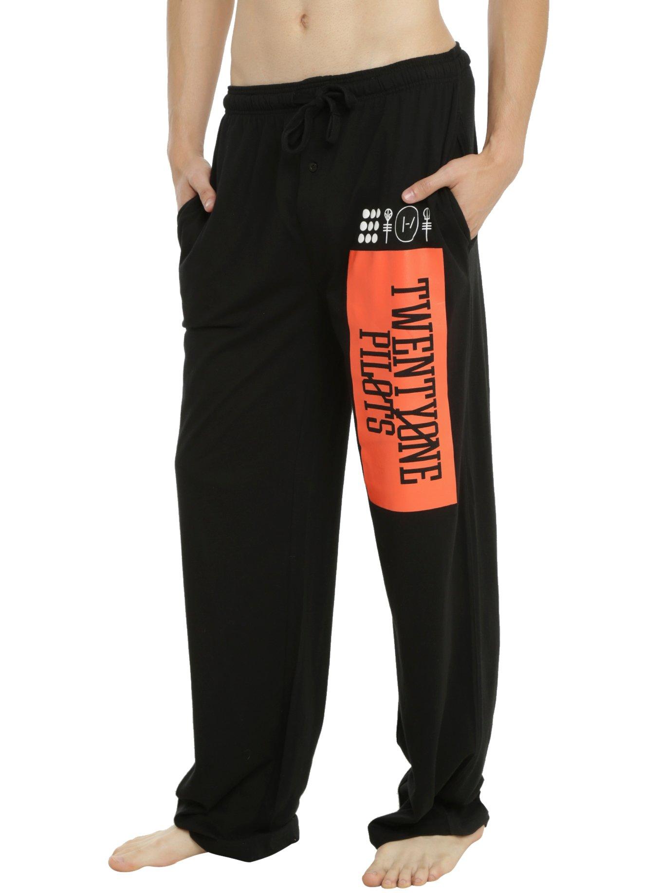Twenty One Pilots Logo Guys Pajama Pants, BLACK, hi-res