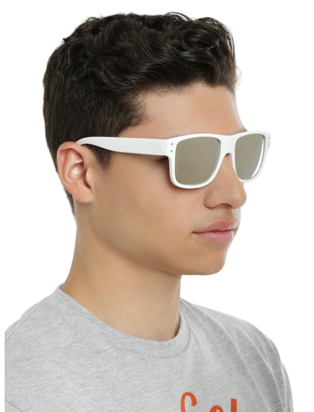 White Mirror Lens Flat Top Sunglasses, , hi-res