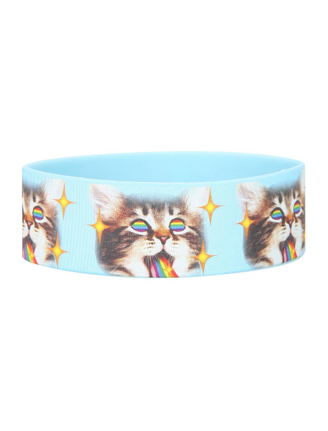 Light Blue Rainbow Cat Rubber Bracelet, , hi-res