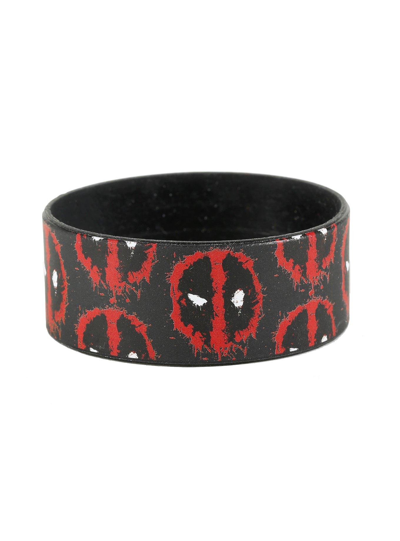 Marvel Deadpool Splatter Logo Print Rubber Bracelet | Hot Topic