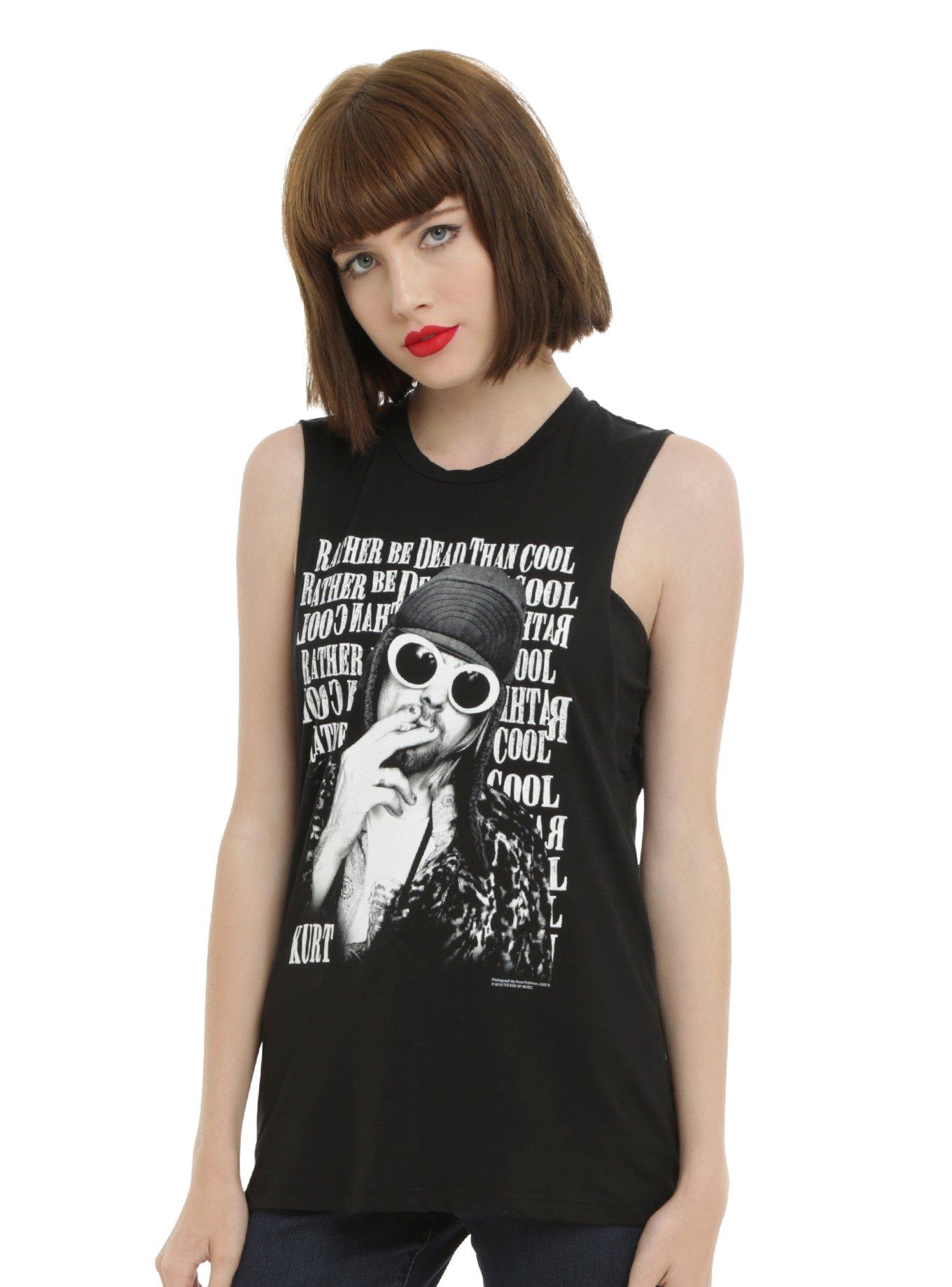 Nirvana Kurt Cobain Quote Girls Muscle Top, BLACK, hi-res