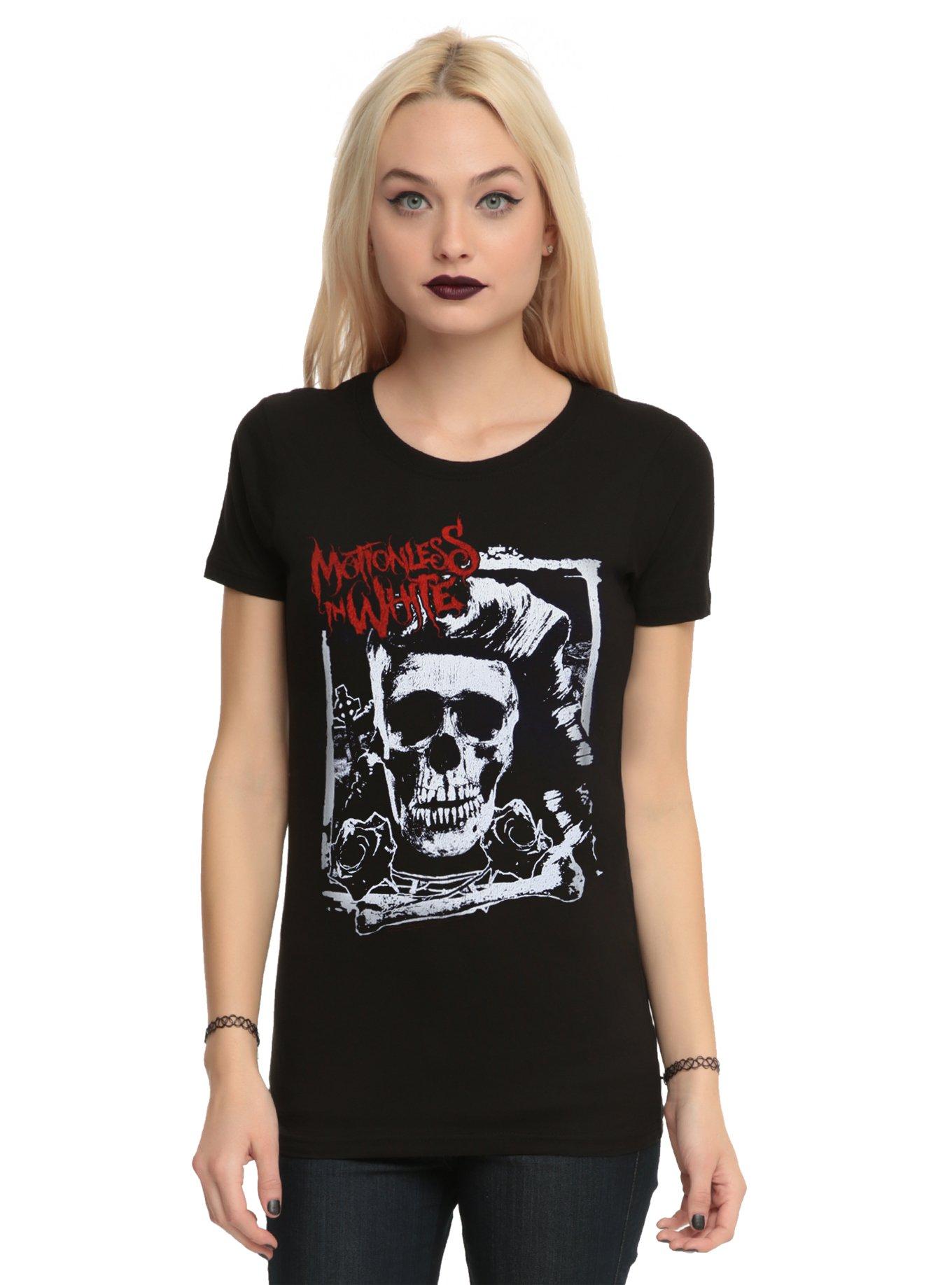 Motionless In White Rockabilly Skull Girls T-Shirt, BLACK, hi-res