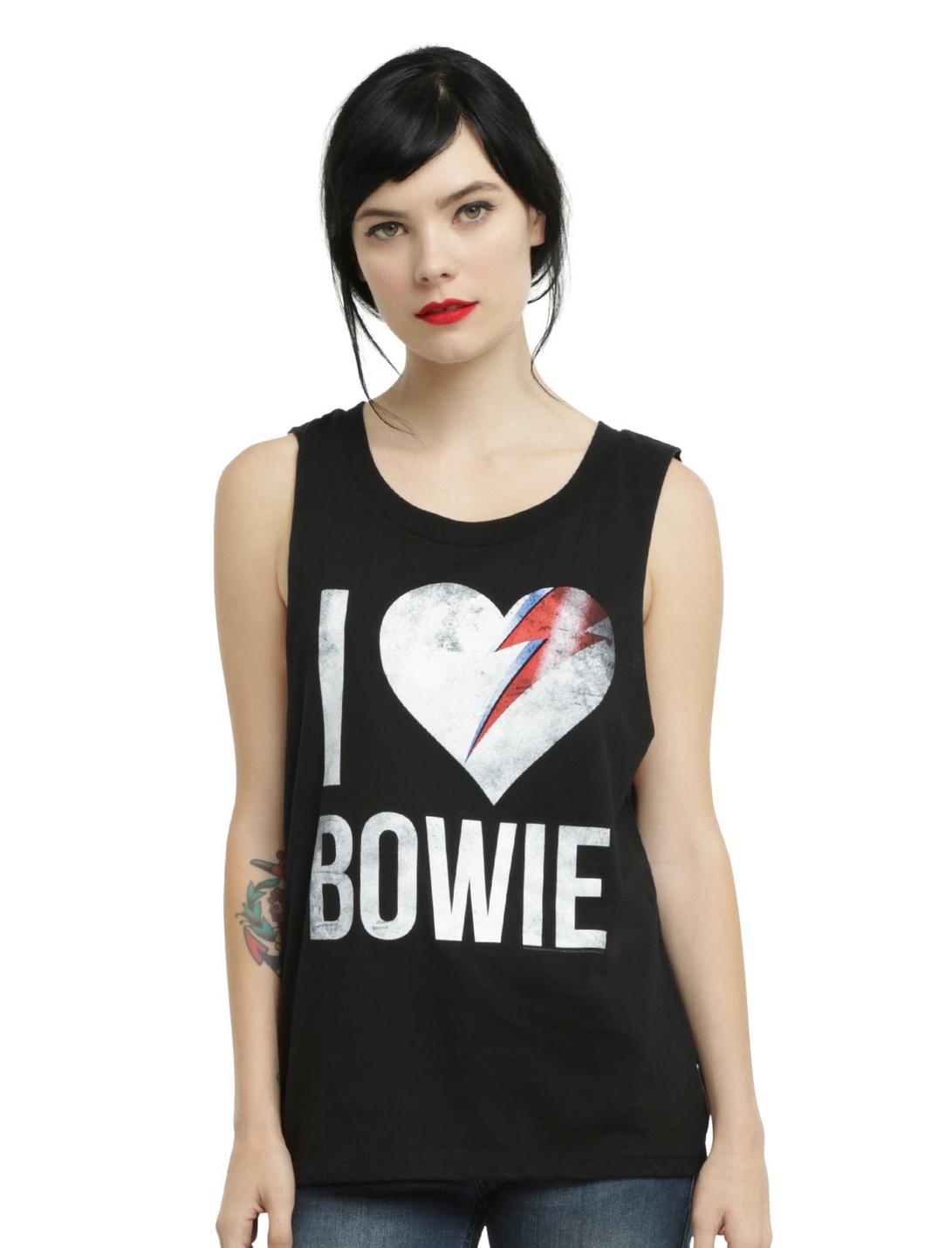 David Bowie I Heart Bowie Girls Muscle Top, BLACK, hi-res
