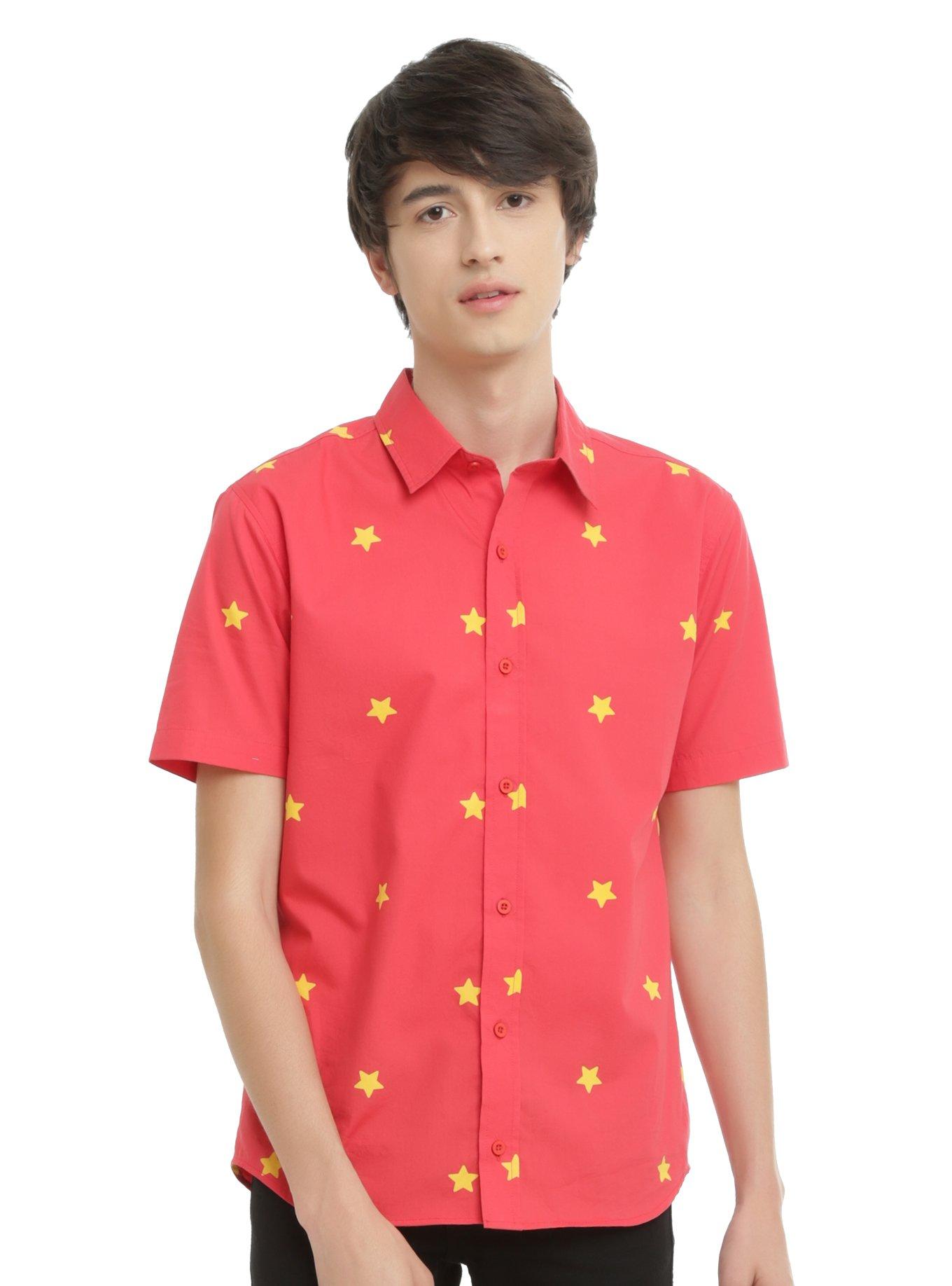 Cartoon Network Steven Universe Star Short-Sleeved Woven Button-Up, RED, hi-res