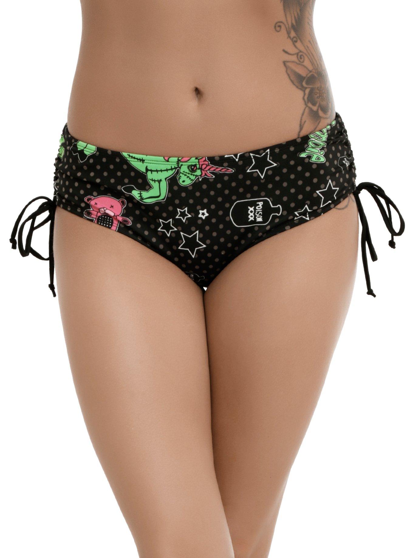 Hell Bunny I Heart Zombies Swim Bottoms, BLACK, hi-res