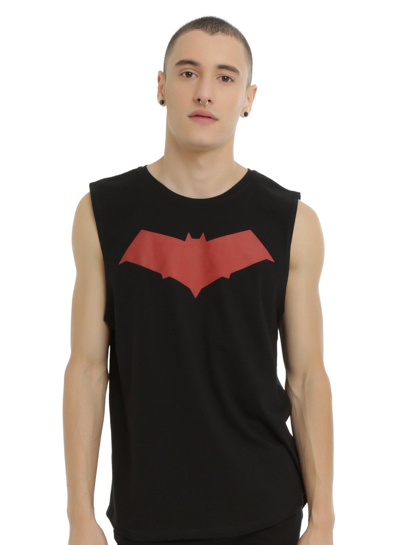 DC Comics Batman Red Hood Logo Muscle T-Shirt, BLACK, hi-res