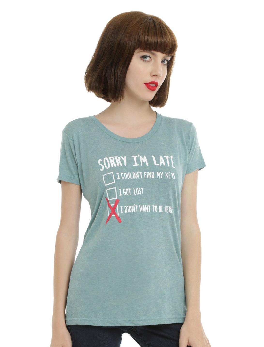 Sorry I'm Late Girls T-Shirt, SEAFOAM, hi-res