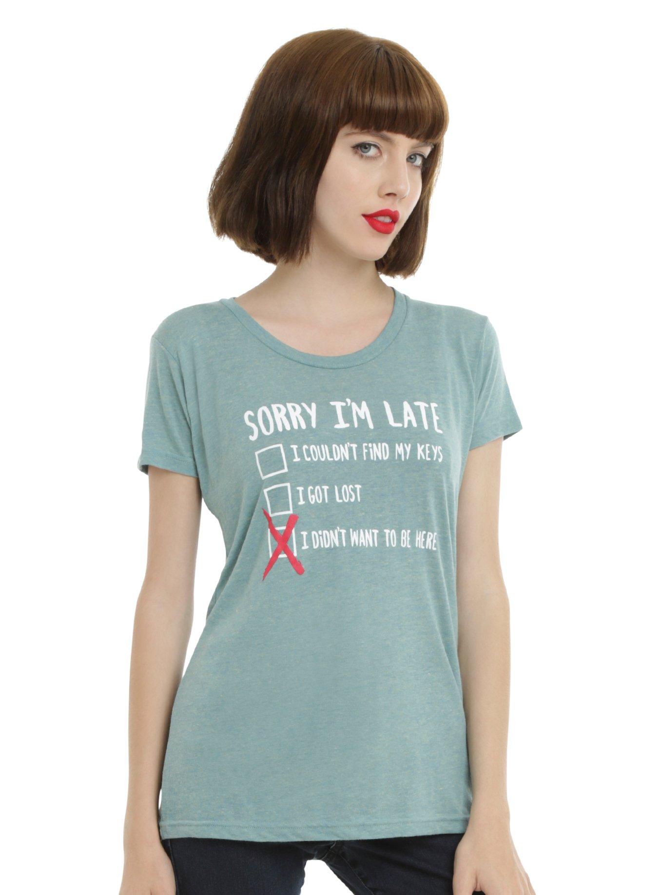 Sorry I'm Late Girls T-Shirt, SEAFOAM, hi-res